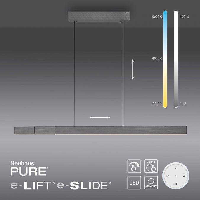 PN 2545-15 LED závěsné svítidlo PURE-MOTO-RISE elektricky nastavitelná výška dotykový vypínač 2700-5000K platina - PAUL NEUHAUS (obrázek 10)