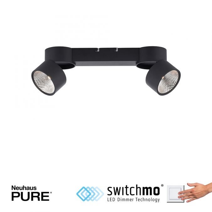 PN 6452-18 Stropní svítidlo PURE-NOLA 2x LED 15W 3000K černé - PAUL NEUHAUS