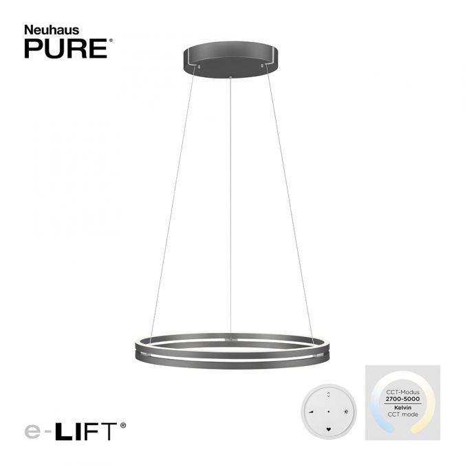 PN 2551-15 Paul Neuhaus LED závěsné svítidlo PURE-E-LOOP elektrické 2700-5000K šedá mystic - PAUL NEUHAUS