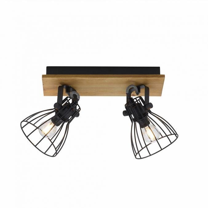 LD 15118-18 TARO LED stropní svítidlo přírodní dřevo černá 2 ramenné otočné industriální design - LEUCHTEN DIREKT / JUST LIGHT