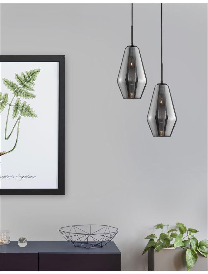 NV 9724101 Závěsné svítidlo VEIRO chromové sklo / černý kov / černý kabel E27 1x12W 230V IP20 bez žárovky - NOVA LUCE