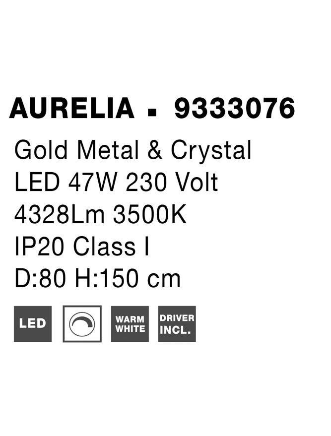 NV 9333076 Závěsné svítidlo AURELIA zlatý kov a křišťál LED 47W 230V 3500K IP20 stmívatelné - NOVA LUCE (obrázek 8)