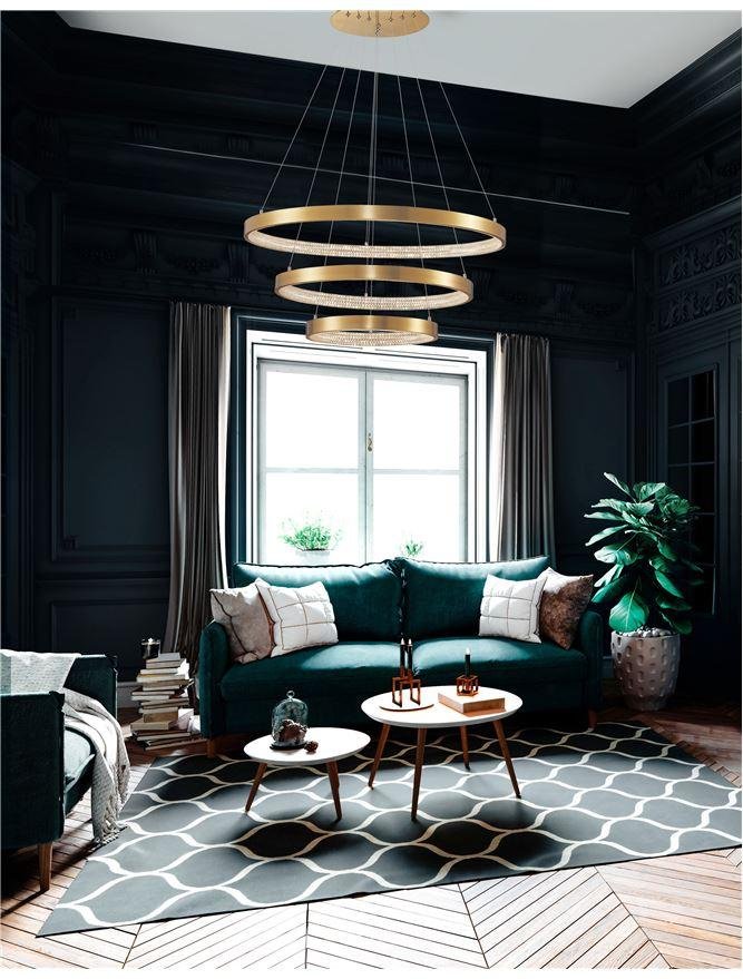 NV 9862853 Závěsné svítidlo PRESTON antický zlatý mosazný hliník a akryl LED 112W 230V 3000K IP20 stmívatelné - NOVA LUCE