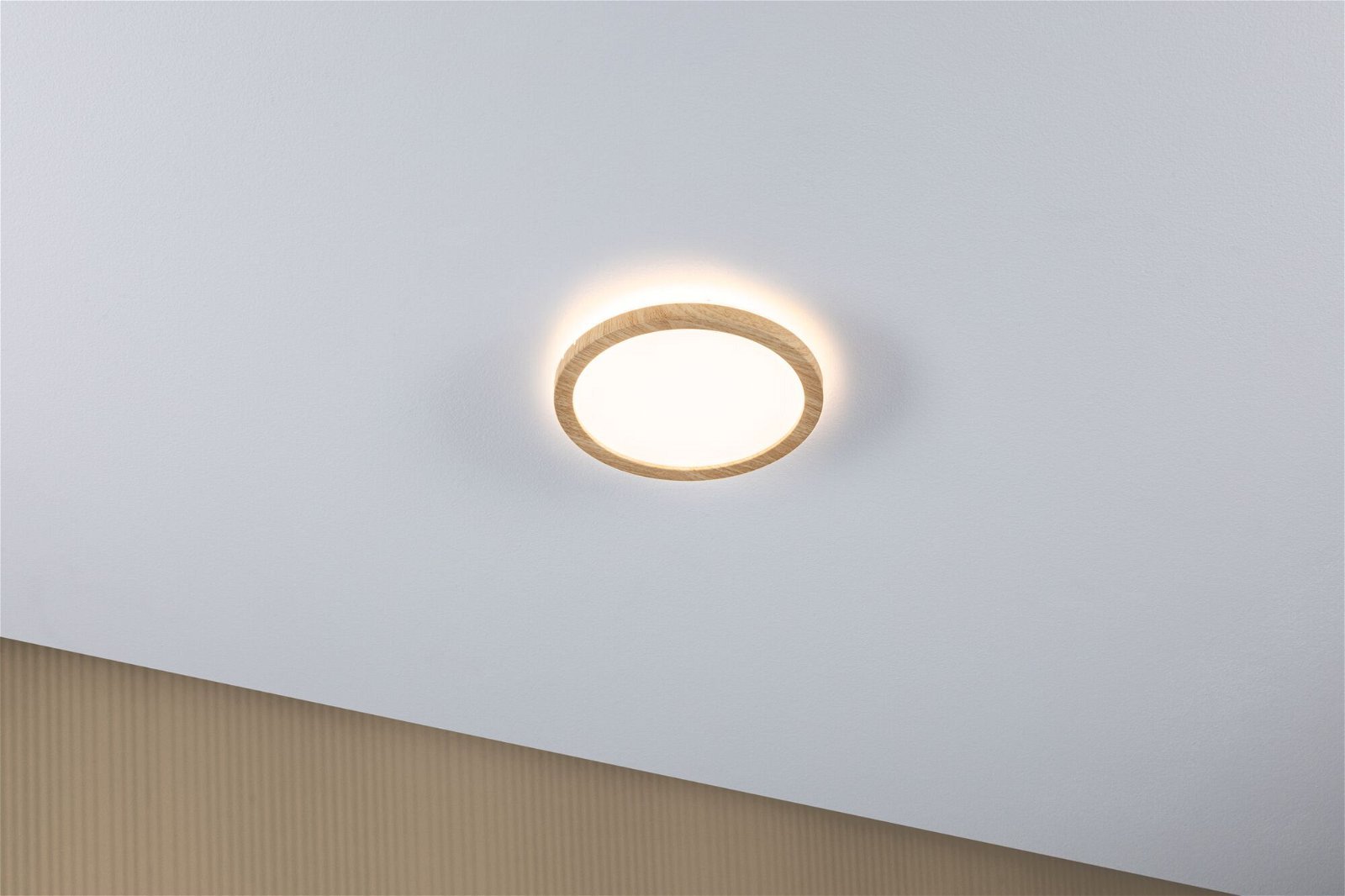 P 71027 LED Panel Atria Shine Backlight IP44 kruhové 190mm 11,2W 3000K design dřevo - PAULMANN (obrázek 2)