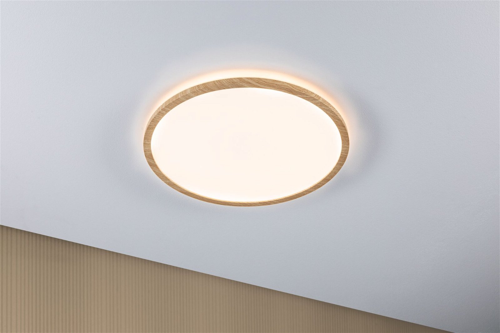 P 71029 LED Panel Atria Shine Backlight IP44 kruhové 420mm 22W 3000K design dřevo - PAULMANN (obrázek 2)