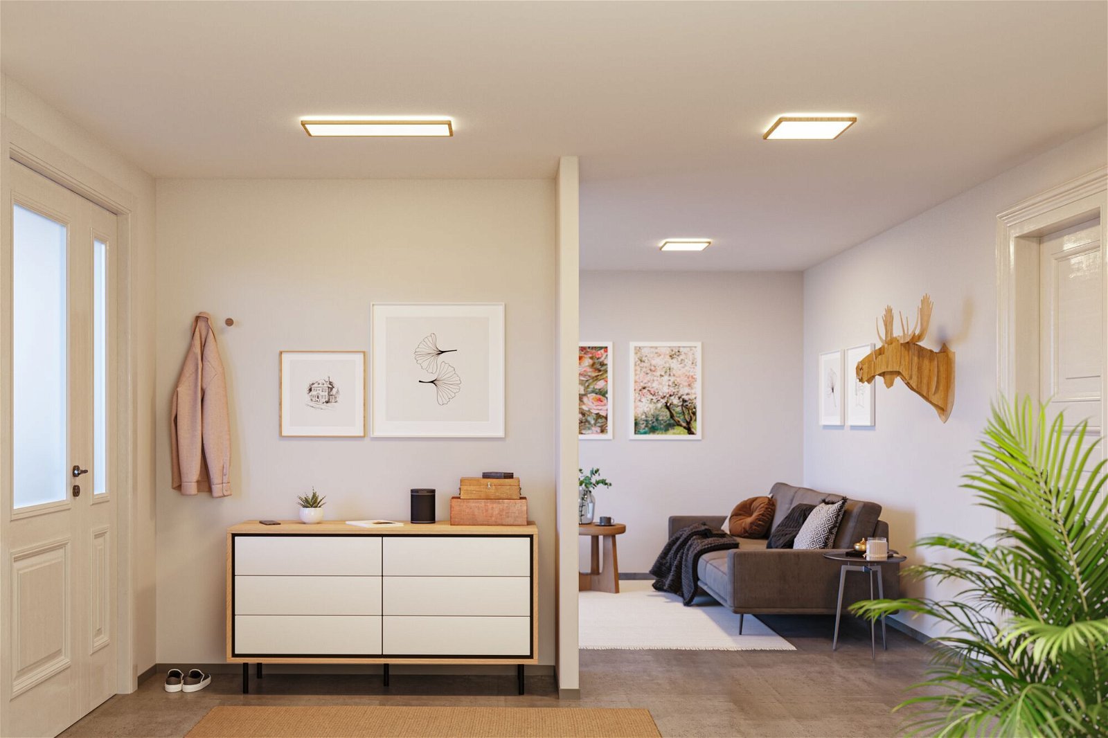 P 71035 LED Panel Atria Shine Backlight IP44 hranaté 293x293mm 16W 4000K design dřevo - PAULMANN (obrázek 4)