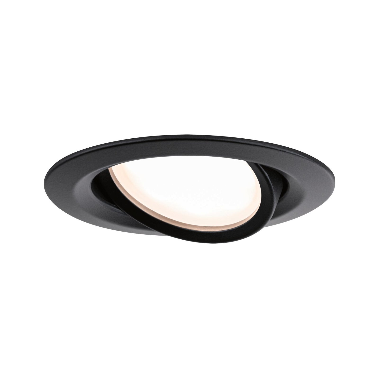 P 92459 LED vestavné svítidlo Nova Plus Coin samostatné svítidlo výklopné IP65 kruhové 93mm 30° Coin 6W 230V stmívatelné 2700K černá mat - PAULMANN