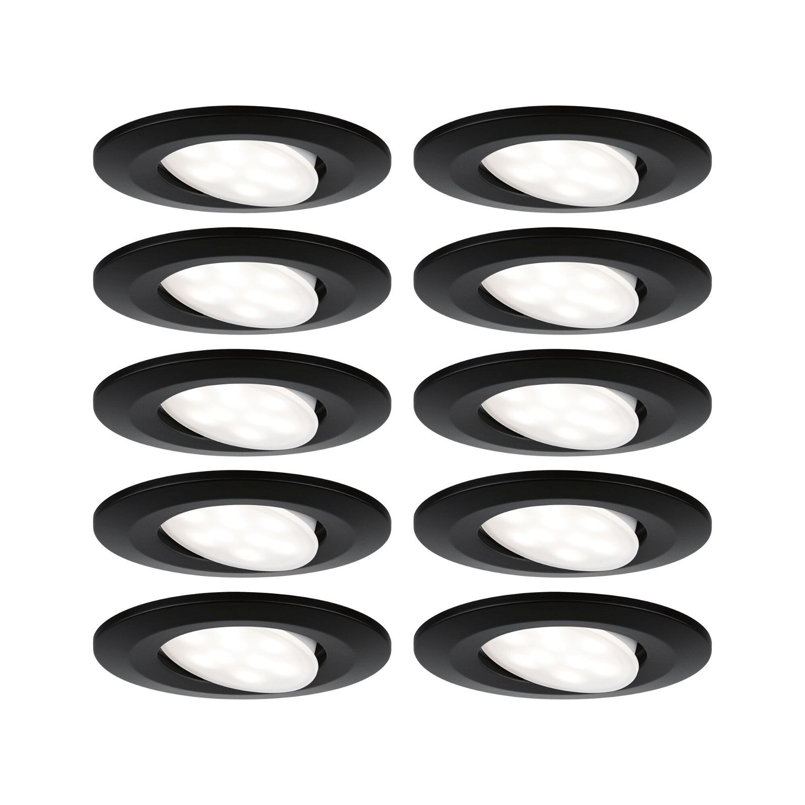P 92462 LED vestavné svítidlo Calla základní sada výklopné IP65 kruhové 90mm 30° 10x6W 230V 4000K černá mat - PAULMANN