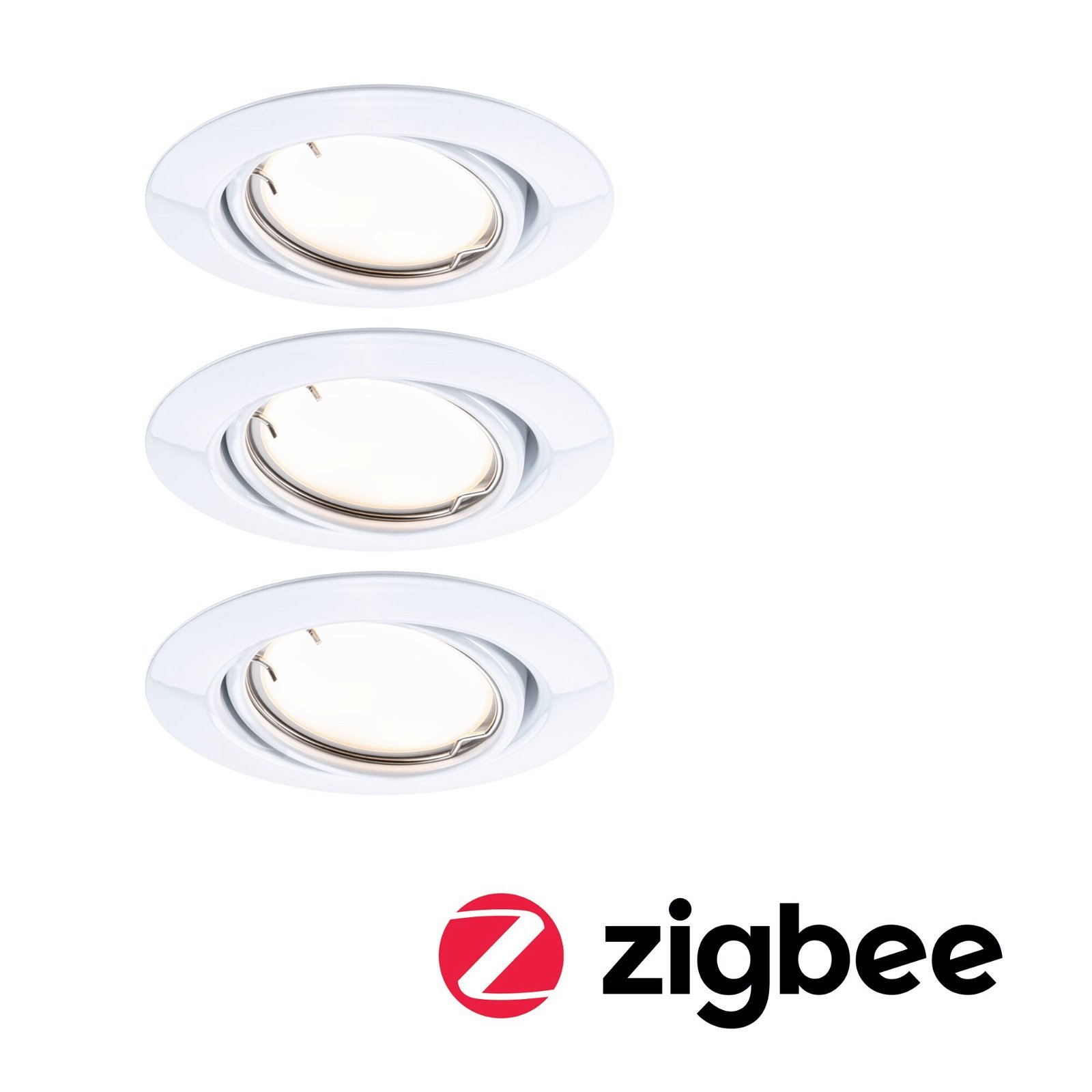 P 92463 LED vestavné svítidlo Smart Home Zigbee Base Coin základní sada výklopné kruhové 90mm 20° 3x4,9W 230V stmívatelné 3000K bílá - PAULMANN