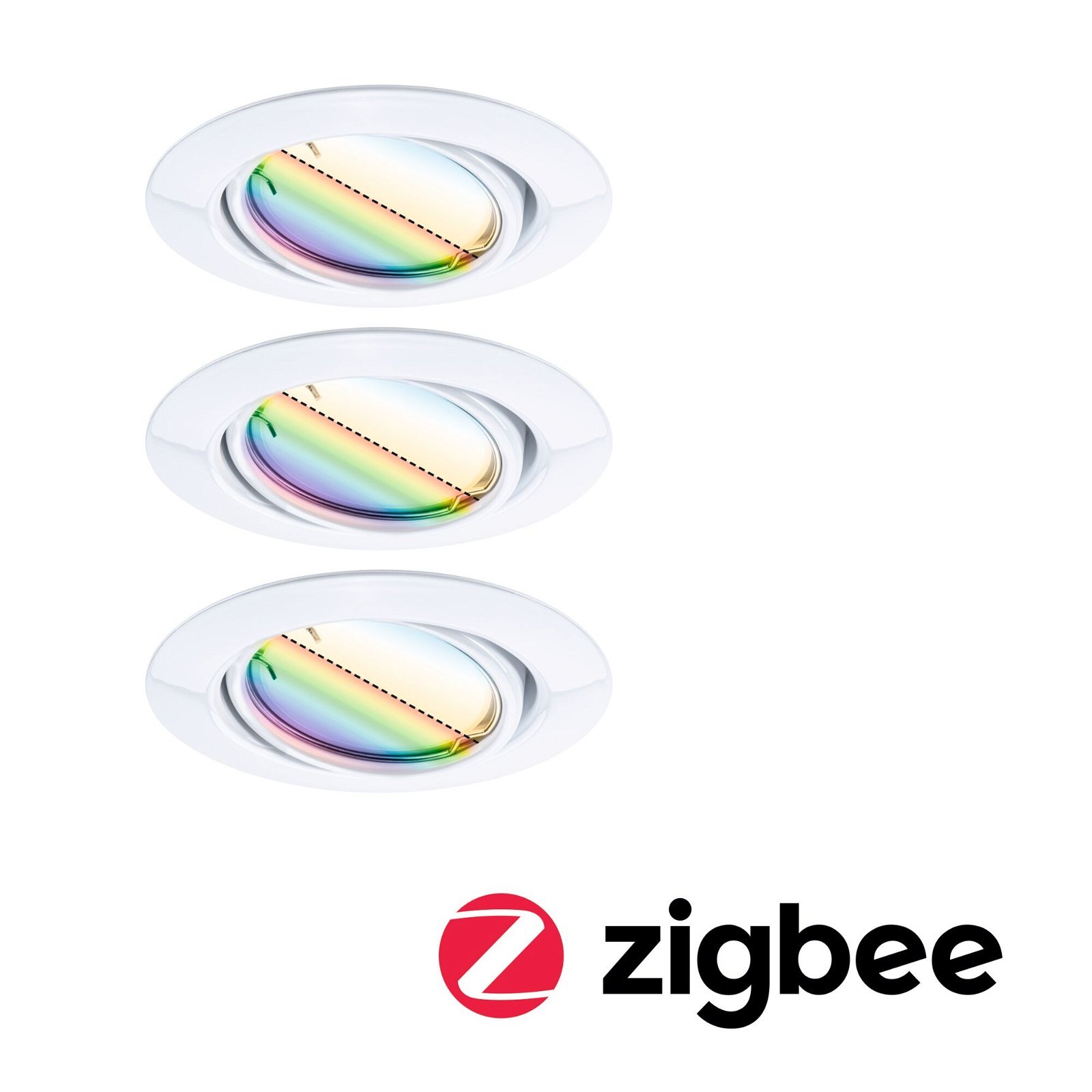 P 92466 LED vestavné svítidlo Smart Home Zigbee Base Coin základní sada výklopné kruhové 90mm 20° 3x4,9W 230V stmívatelné RGBW+ bílá - PAULMANN