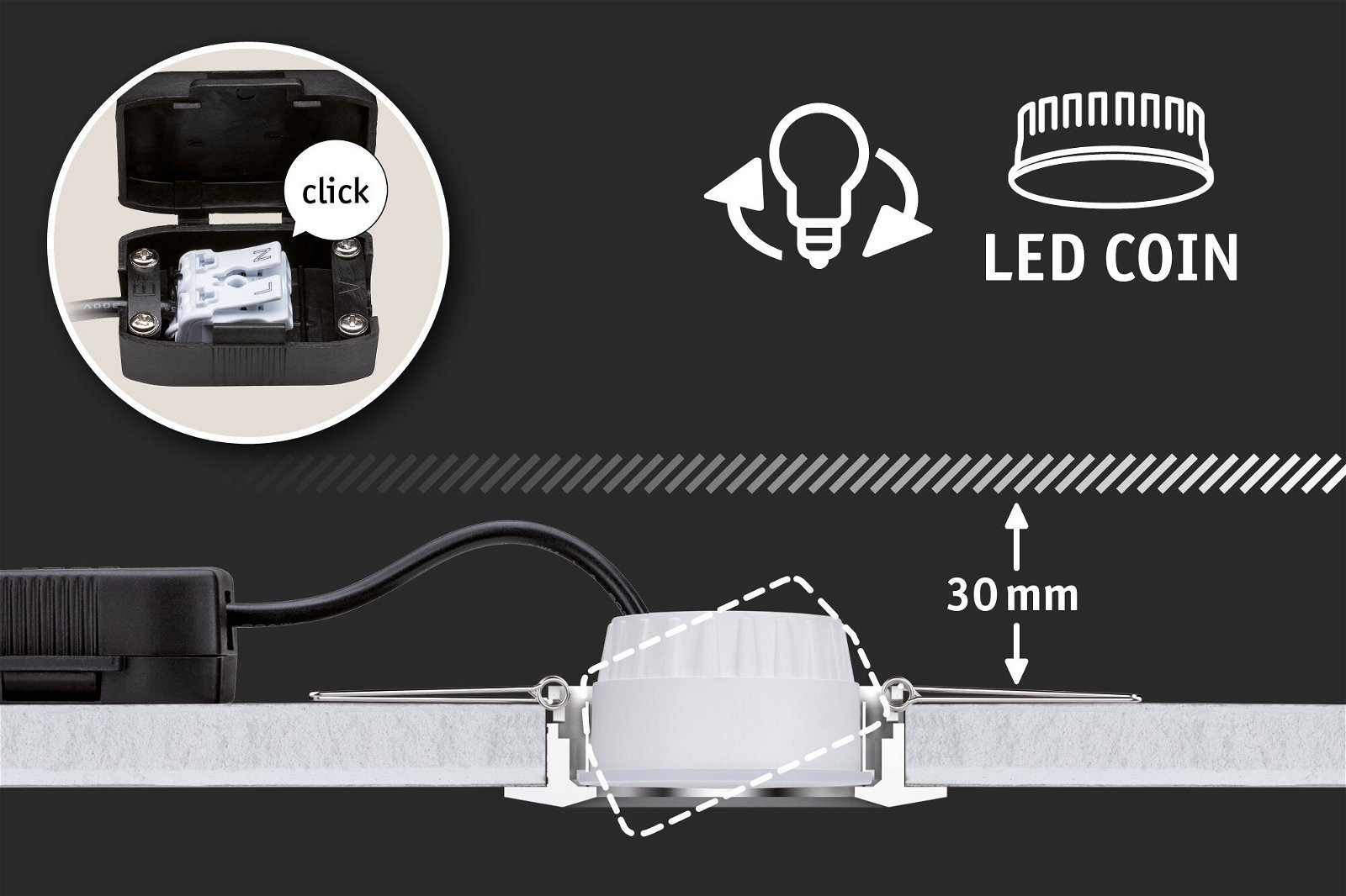 P 92470 LED Modul vestavné svítidlo Smart Home Zigbee Base Coin kruhové 50mm Coin 4,9W 230V stmívatelné RGBW+ satén - PAULMANN (obrázek 8)