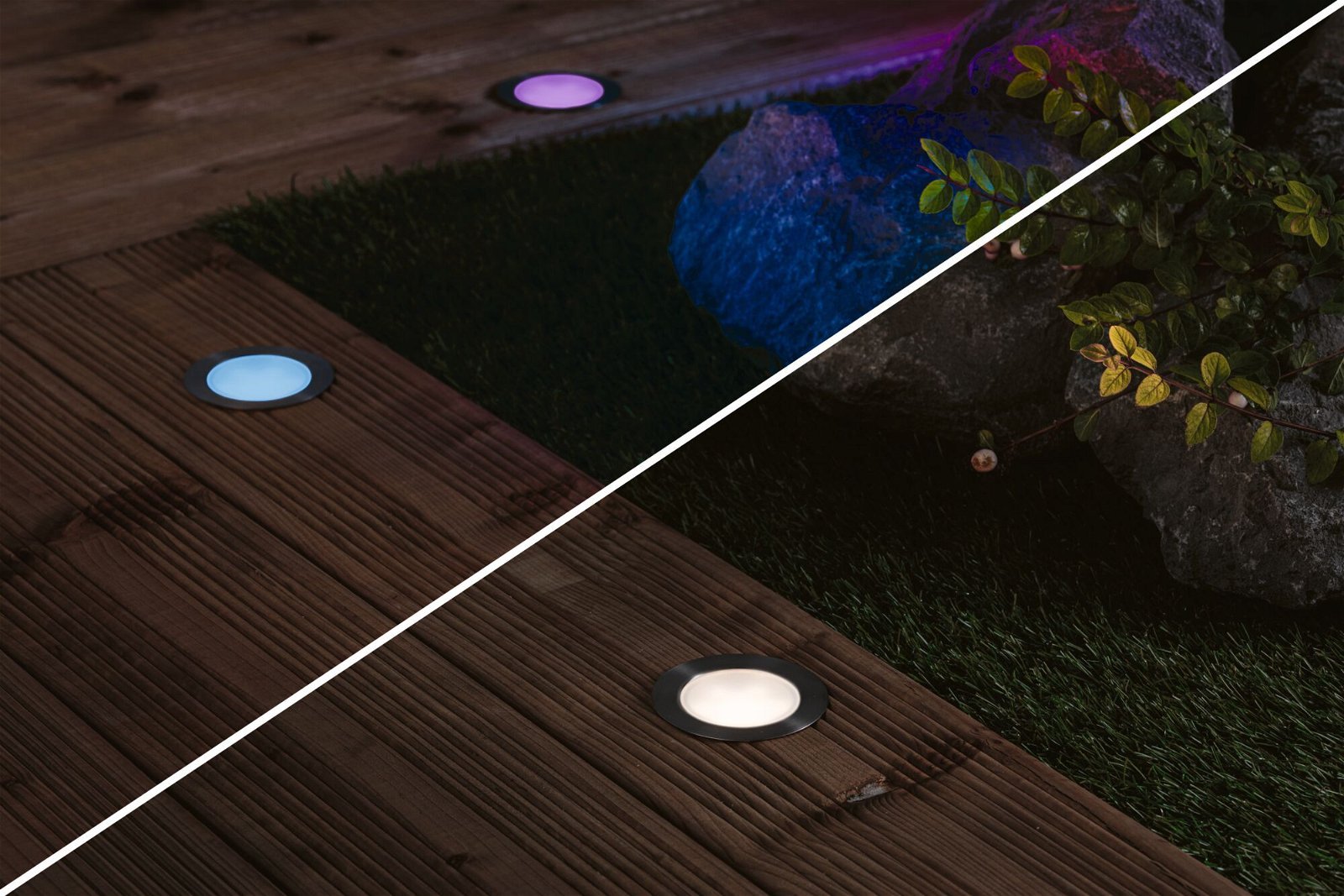 P 94752 Plug & Shine LED zemní svítidlo Smart Home Zigbee Floor RGBW 3ks sada IP67 RGBW 3x2W 21VA ocel - PAULMANN (obrázek 3)