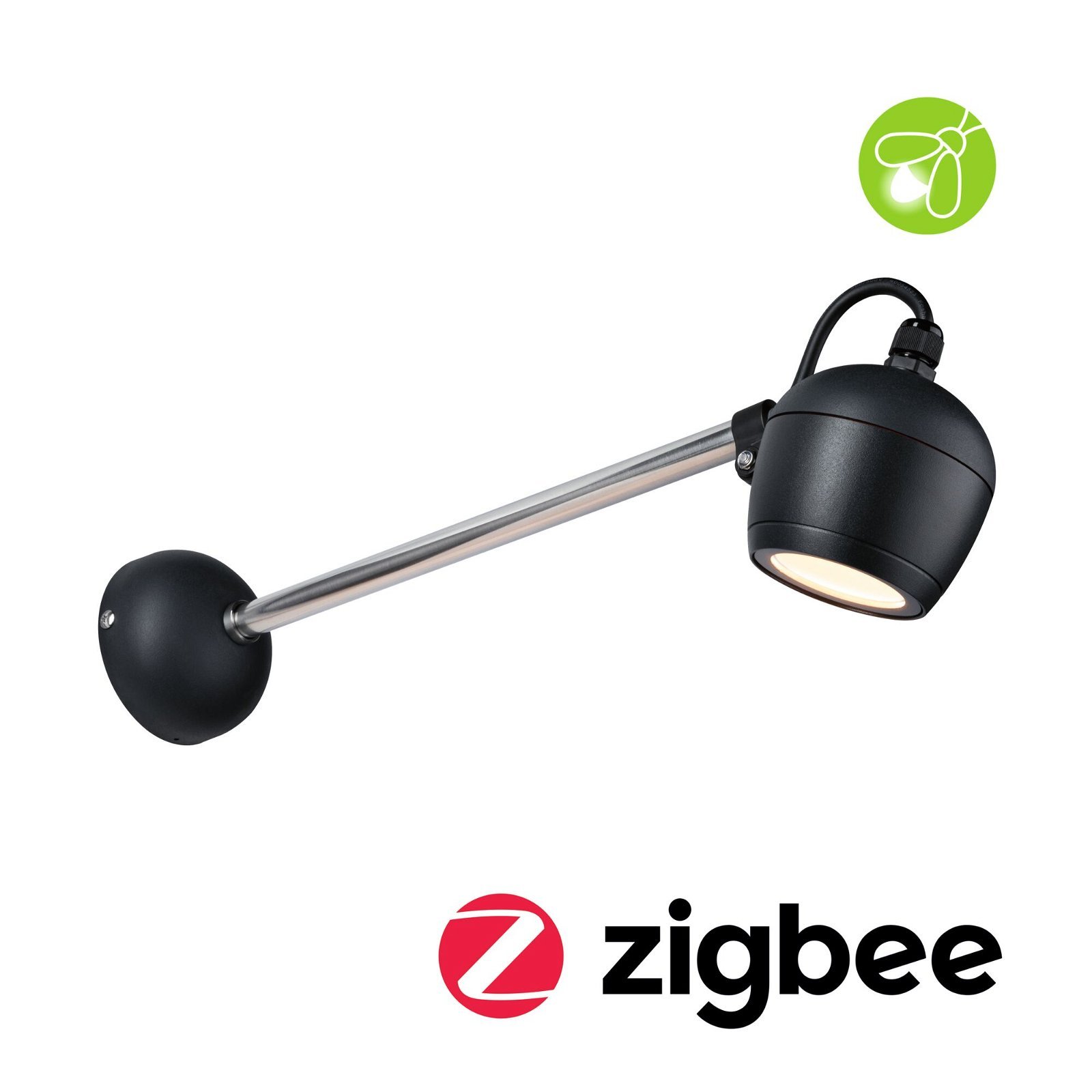 P 94772 LED venkovní nástěnné svítidlo Smart Home Zigbee Kikolo neláká hmyz IP65 90mm CCT 6,2W 230V 80° antracit umělá hmota/hliník - PAULMANN