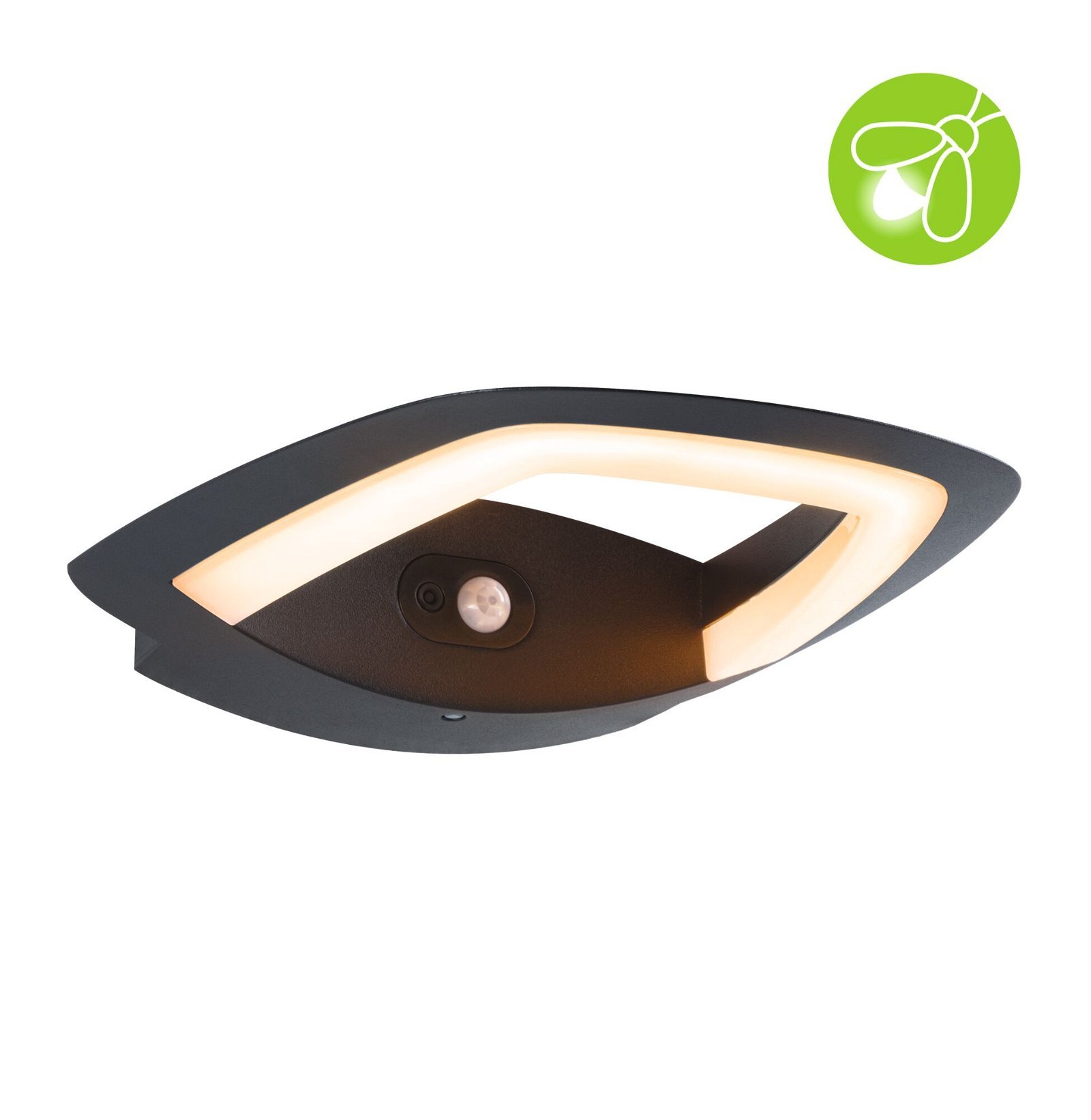 P 94839 LED venkovní nástěnné svítidlo Akena pohybové čidlo neláká hmyz IP44 243x254mm 2200K 10,8W 230V antracit hliník - PAULMANN