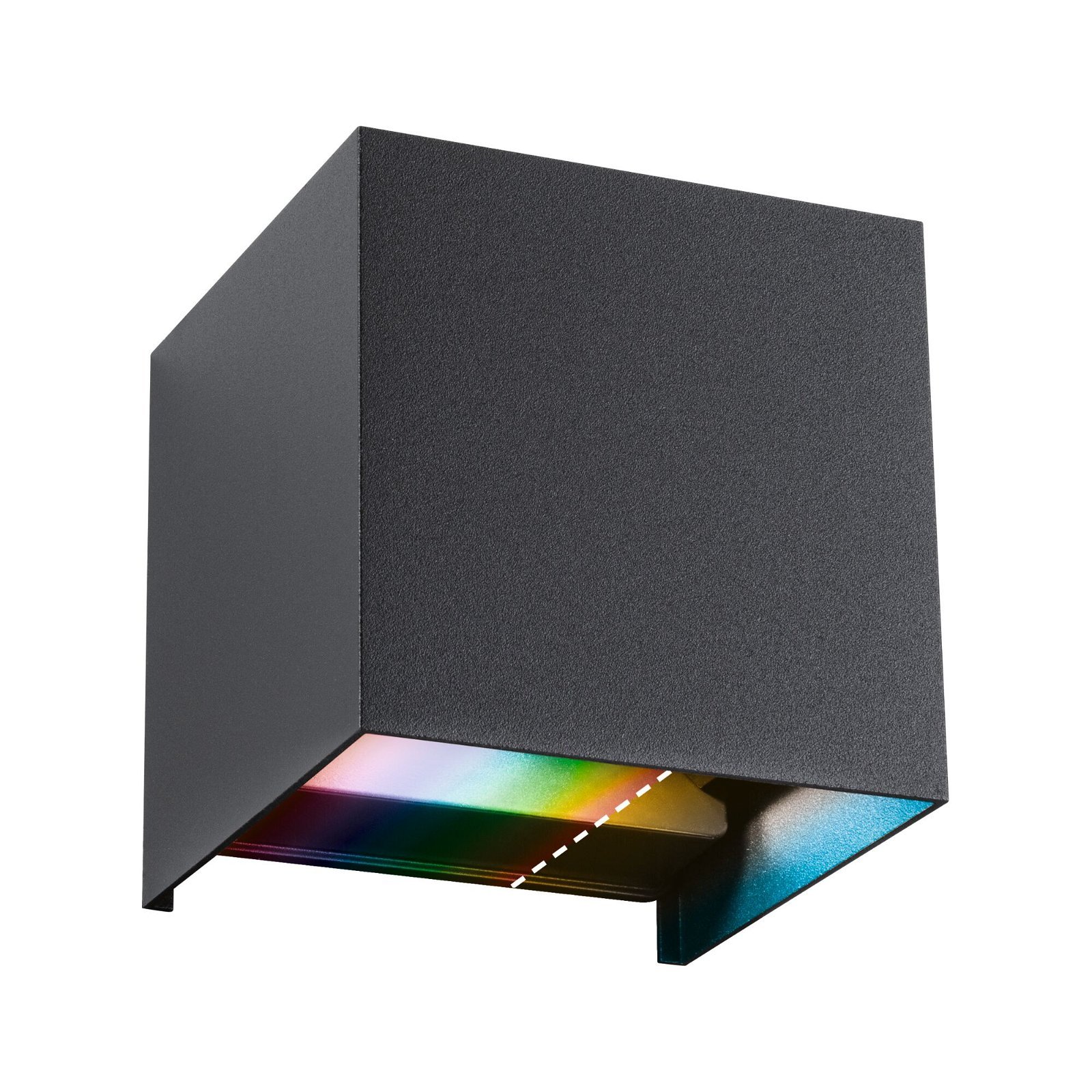 P 94847 Domovní LED venkovní nástěnné svítidlo Smart Home Zigbee Cybo IP44 hranaté 100x100mm RGBW 2x2,5W 230V antracit hliník - PAULMANN