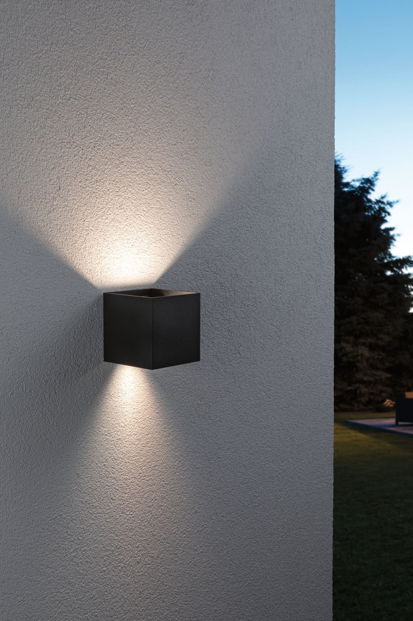 P 94847 Domovní LED venkovní nástěnné svítidlo Smart Home Zigbee Cybo IP44 hranaté 100x100mm RGBW 2x2,5W 230V antracit hliník - PAULMANN (obrázek 3)
