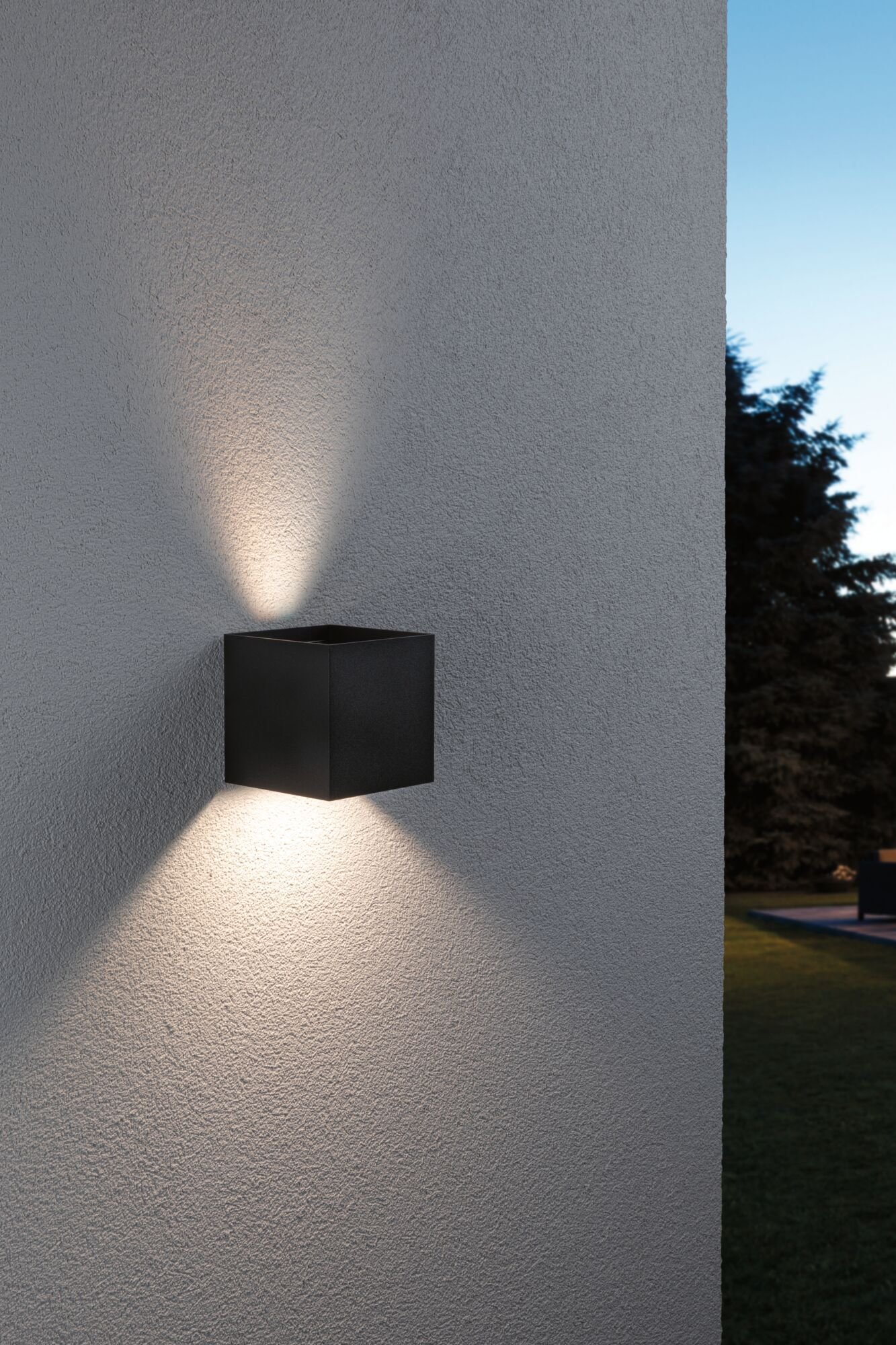 P 94847 Domovní LED venkovní nástěnné svítidlo Smart Home Zigbee Cybo IP44 hranaté 100x100mm RGBW 2x2,5W 230V antracit hliník - PAULMANN (obrázek 4)