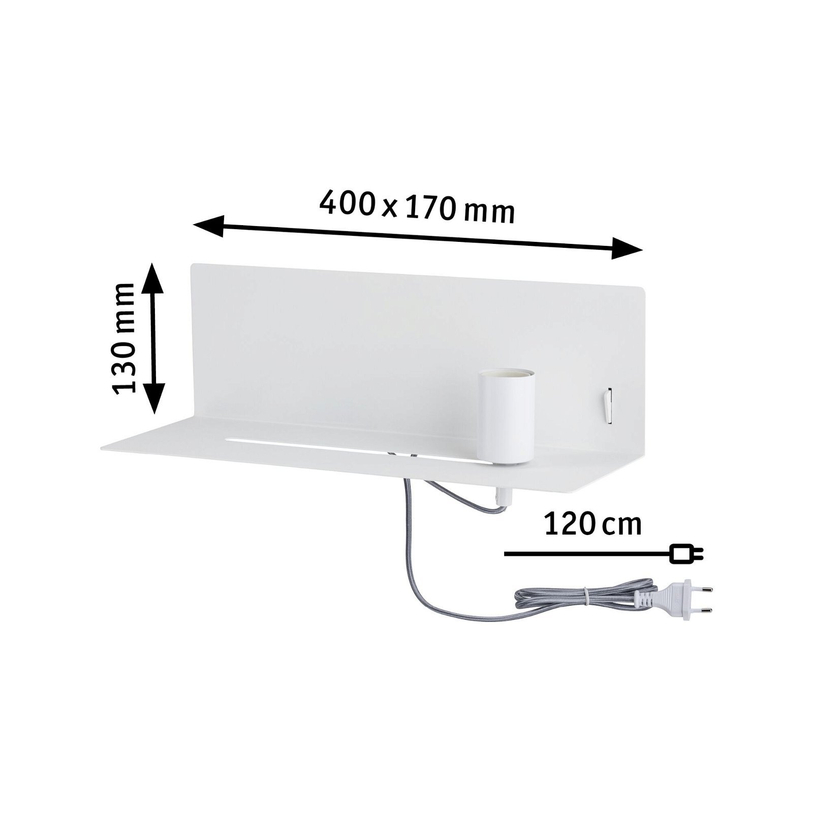 P 96774 Nástěnné svítidlo Devara USB C E27 230V max. 40W stmívatelné bílá mat - PAULMANN (obrázek 3)