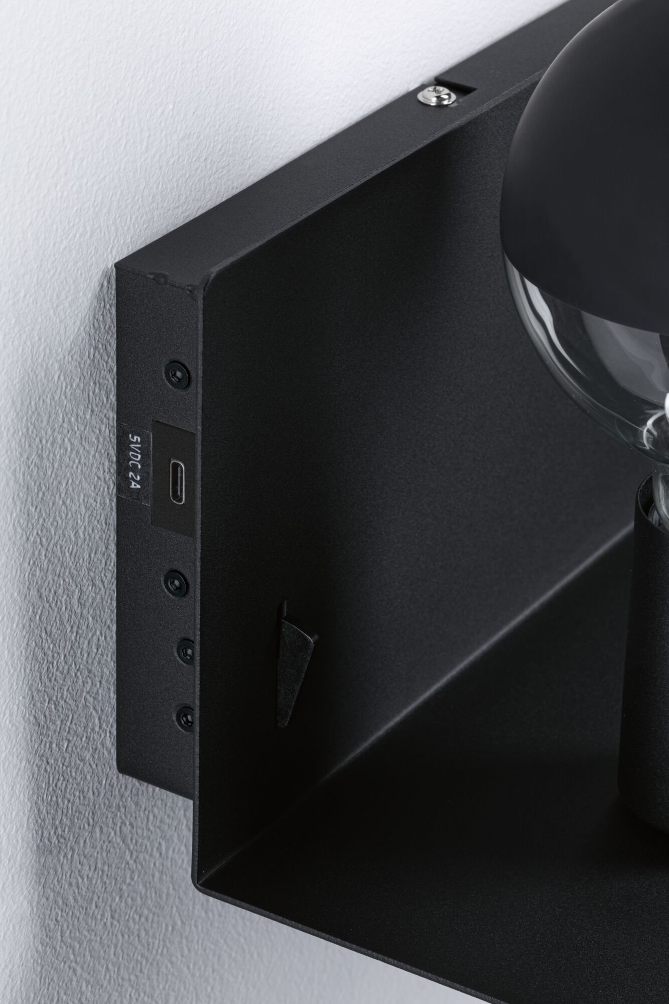 P 96775 Nástěnné svítidlo Devara USB C E27 230V max. 40W stmívatelné černá mat - PAULMANN (obrázek 6)