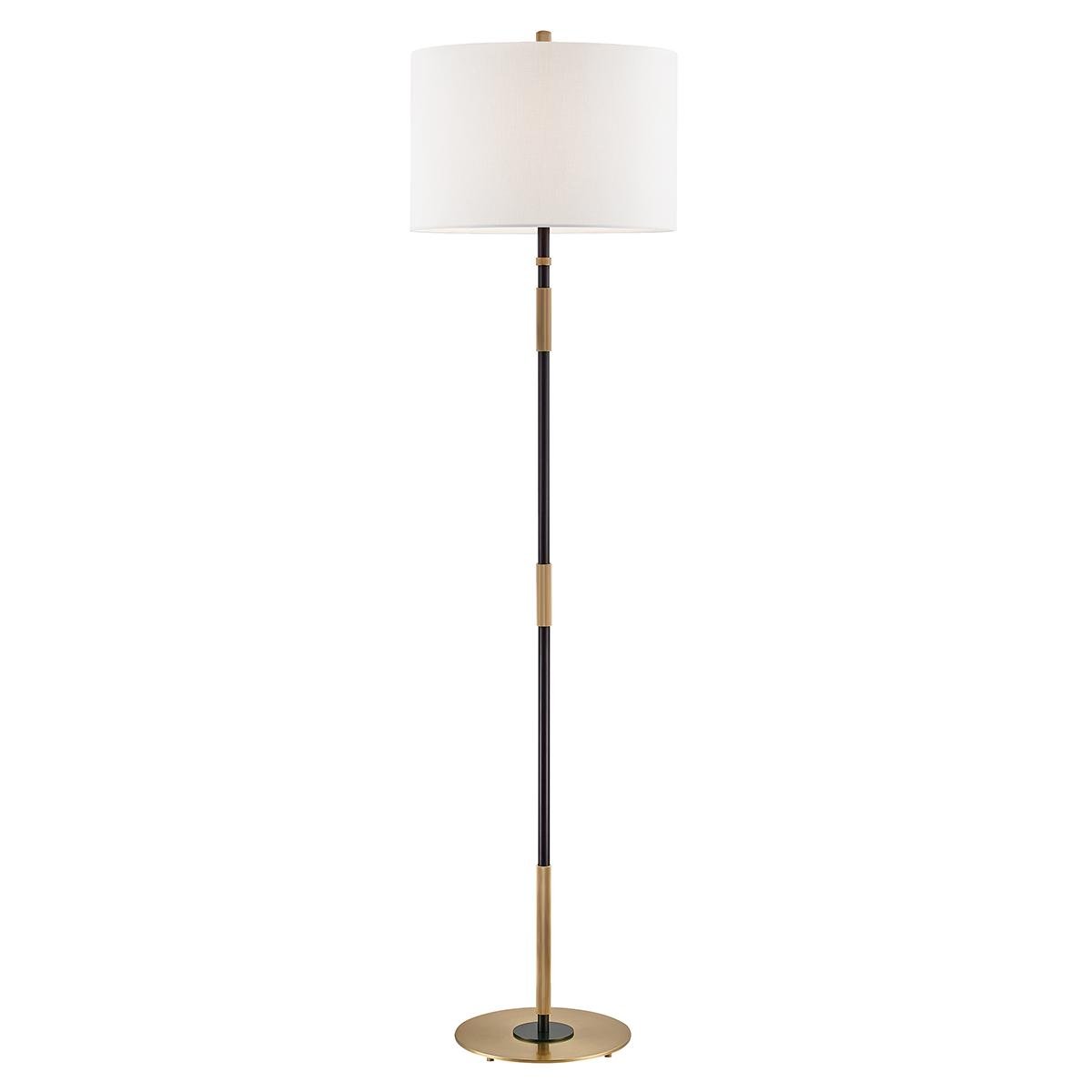 HVLG L3724-AOB-CE Stojací lampa BOWERY mosaz/textil starobronz/bílá E27 1x20W - HUDSON VALLEY