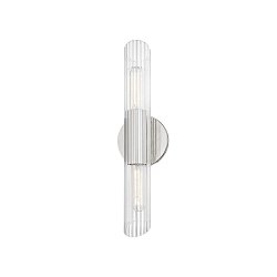Obrázek pro produkt Nástěnné svítidlo CECILY ocel/sklo nikl/čirá E27 2x40W - HUDSON VALLEY (Mitzi)
