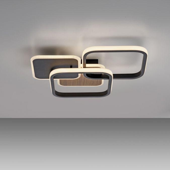 LD 14117-78 SEVENT LED stropní svítidlo hranaté černá s dekorem dřeva teplá bílá moderní 3000K - LEUCHTEN DIREKT / JUST LIGHT (obrázek 8)
