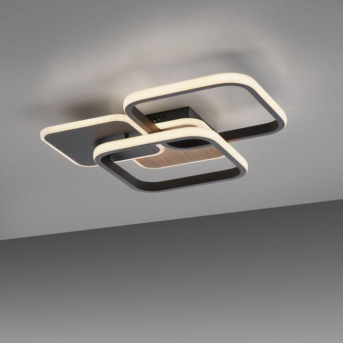 LD 14117-78 SEVENT LED stropní svítidlo hranaté černá s dekorem dřeva teplá bílá moderní 3000K - LEUCHTEN DIREKT / JUST LIGHT (obrázek 9)