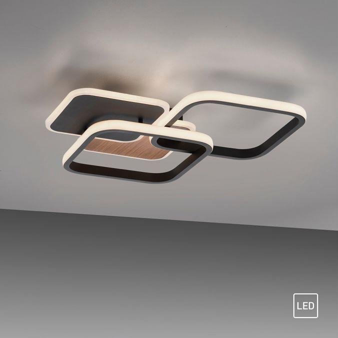 LD 14117-78 SEVENT LED stropní svítidlo hranaté černá s dekorem dřeva teplá bílá moderní 3000K - LEUCHTEN DIREKT / JUST LIGHT (obrázek 11)