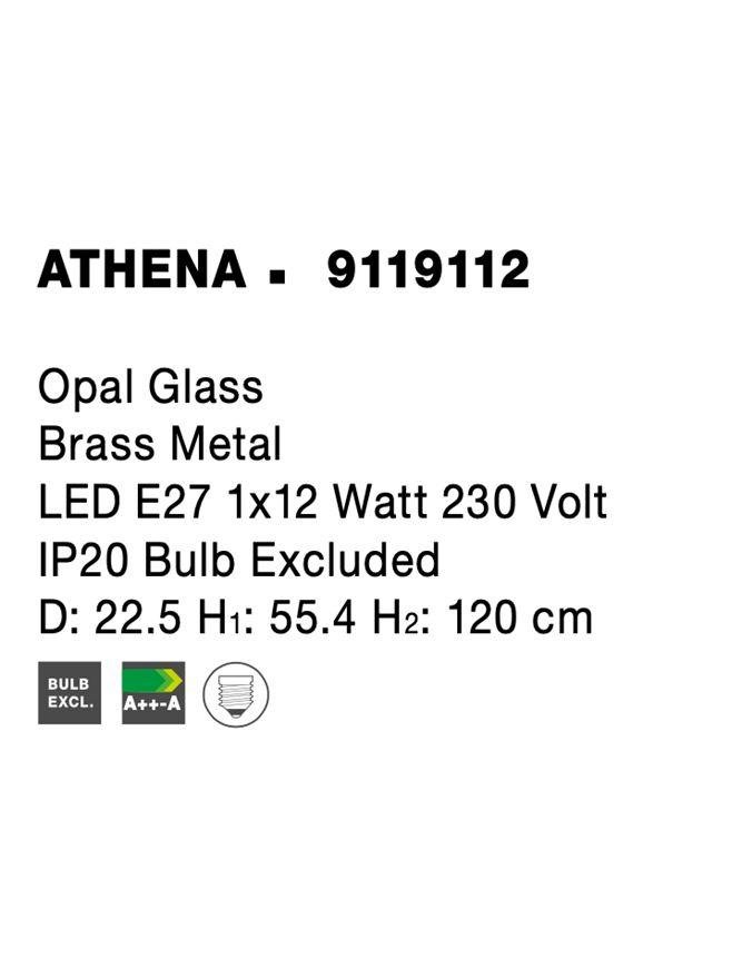 NV 9119112 Závěsné svítidlo ATHENA opálové sklo mosazný kov E27 1x12W 230V IP20 bez žárovky - NOVA LUCE (obrázek 6)
