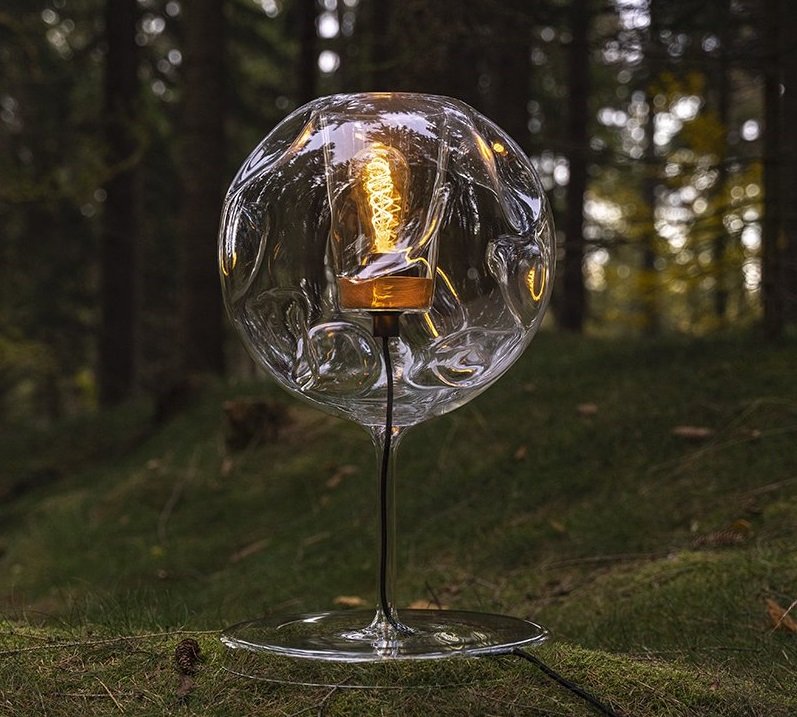 Levně YD EL-SPANL-E27/CZT Stolní lampa Element Easy Space Sphere Natural tmavý dub / zlatá patice 230V IP20 - YOURDESIGN