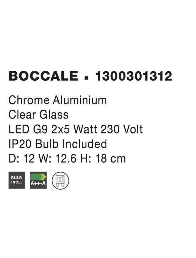 NV 1300301312 Nástěnné svítidlo BOCCALE chromovaný hliník čiré sklo G9 2x5W IP20 vč. žárovky - NOVA LUCE (obrázek 5)