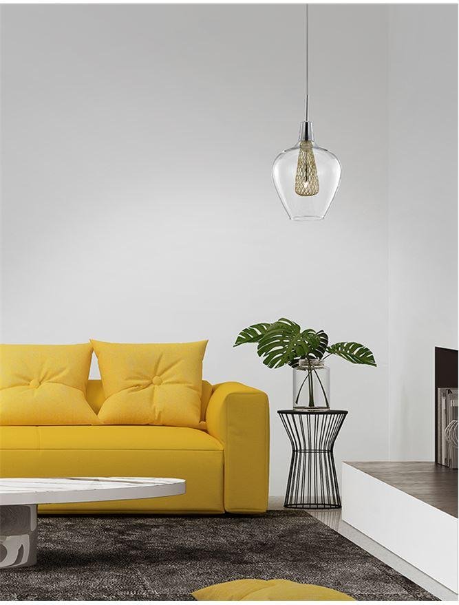 NV 1500202821 Závěsné svítidlo FILO chromovaný hliník čiré sklo a zlatý rám G9 1x5W bez žárovky - NOVA LUCE