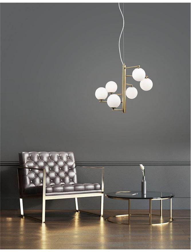 NV 1700306001 Závěsné svítidlo AGRIGENTO opálové sklo antický mosazný kov G9 6x5W 230V IP20 bez žárovky - NOVA LUCE