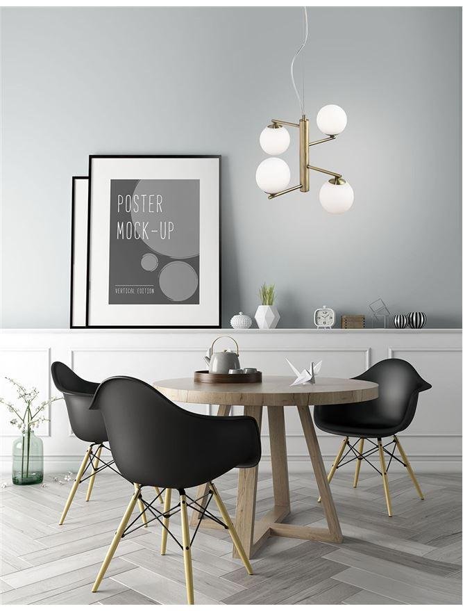 NV 1700306002 Závěsné svítidlo AGRIGENTO opálové sklo antický mosazný kov G9 4x5W 230V IP20 bez žárovky - NOVA LUCE