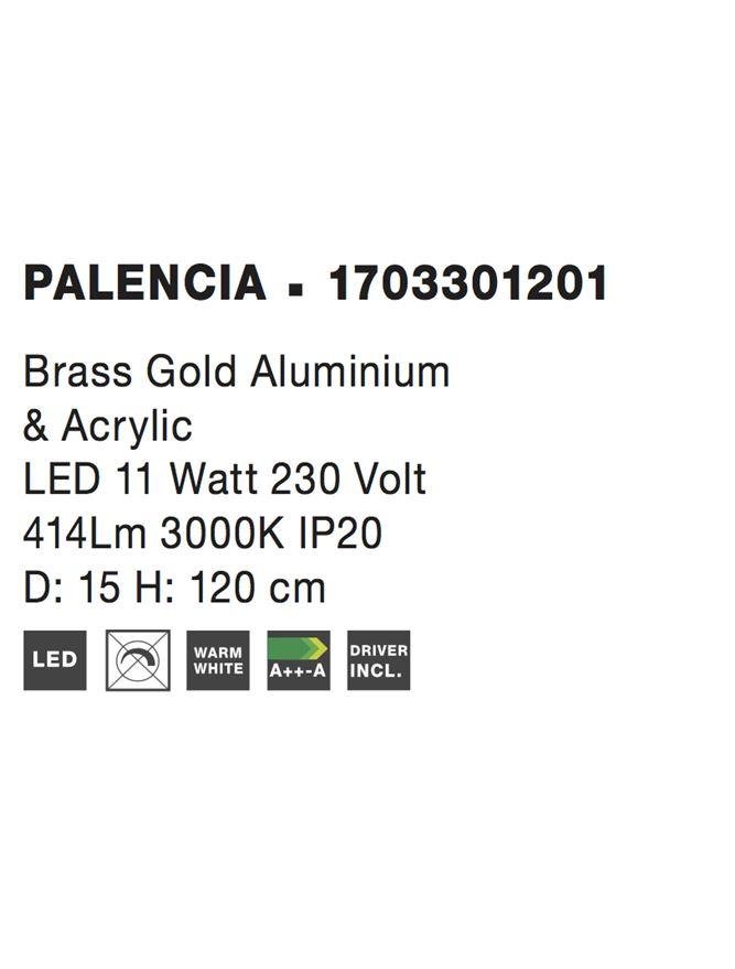 NV 1703301201 Závěsné svítidlo PALENCIA saténový zlatý hliník a akryl LED 11W 230V 3000K IP20 - NOVA LUCE (obrázek 5)