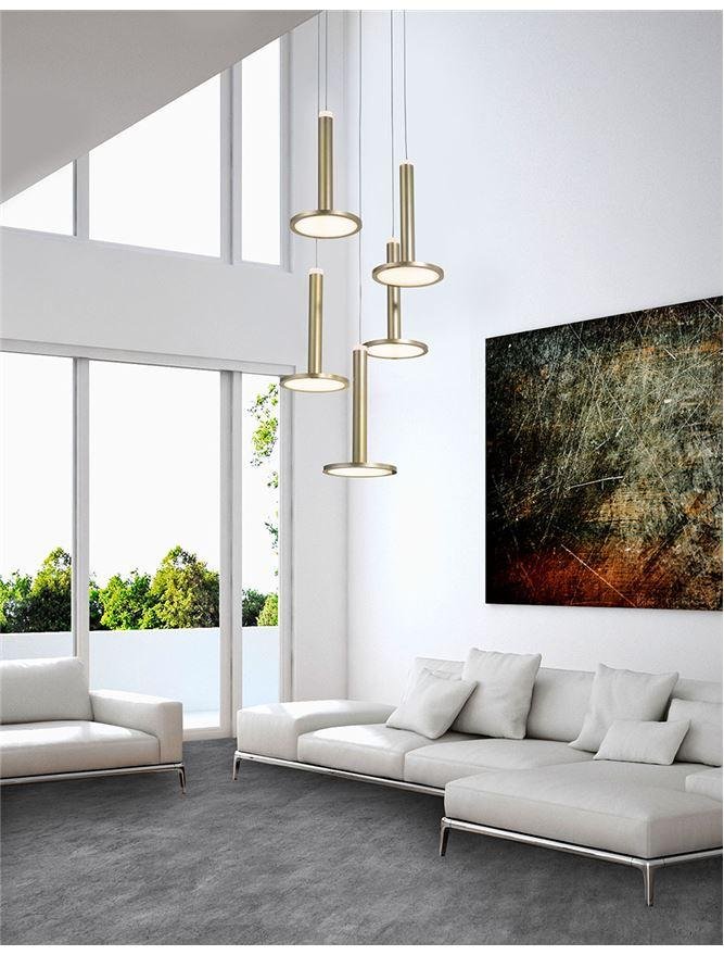 NV 1703301202 Závěsné svítidlo PALENCIA saténový zlatý hliník a akryl LED 53W 230V 3000K IP20 - NOVA LUCE