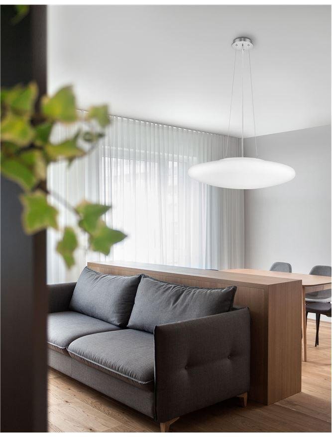 NV 4587601 Závěsné svítidlo PRESSIONE opálové sklo saténová kovová základna chromovaný hliník E27 4x12W IP20 bez žárovky - NOVA LUCE