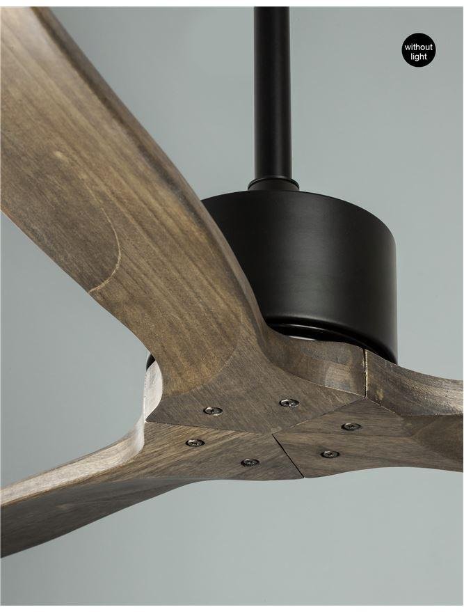 NV 5231301 Stropní ventilátor VENTO tělo z oceli černá a dřevěné listy - NOVA LUCE