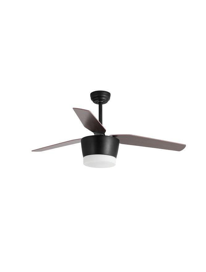 NV 5260251 Stropní ventilátor se světlem MONSOON tělo z oceli matná černá a sklo 3ABS dřevěné listy LED 18W 3000K - NOVA LUCE (obrázek 2)