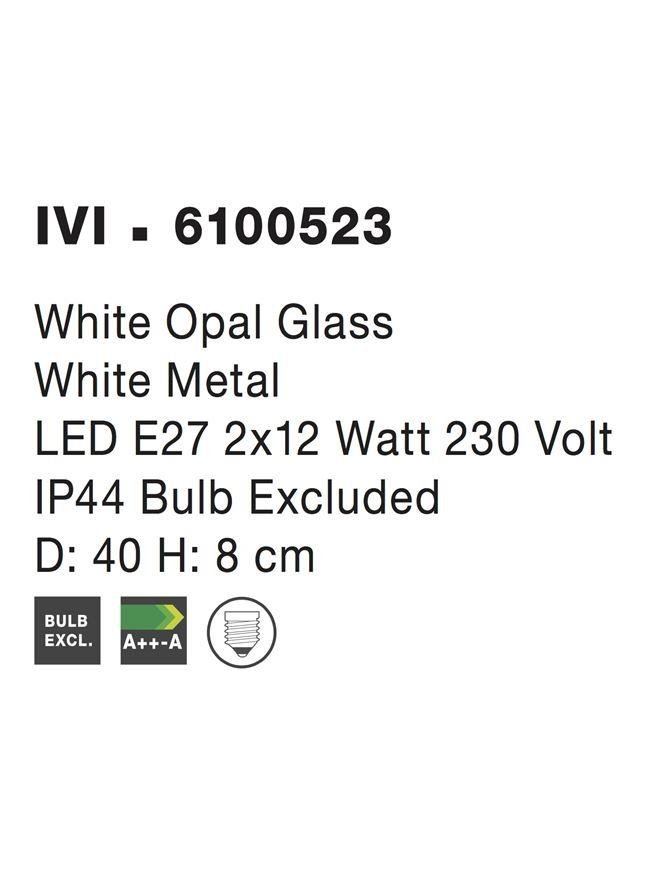 NV 6100523 Stropní svítidlo IVI stropní svítidlo IP44 bílé opálové sklo E27 2x12W - NOVA LUCE (obrázek 4)