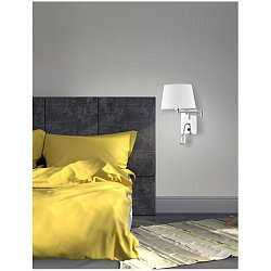 Obrázek pro produkt Nástěnné svítidlo CINGO chrom a bílé stínidlo LED 3W 3000K E27 1x60W s vypínačem a čtecí lampičkou - NOVA LUCE