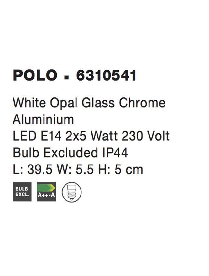NV 6310541 Nástěnné svítidlo POLO bílé opálové sklo chromovaný hliník E14 2x5W bez žárovky IP44 - NOVA LUCE (obrázek 4)