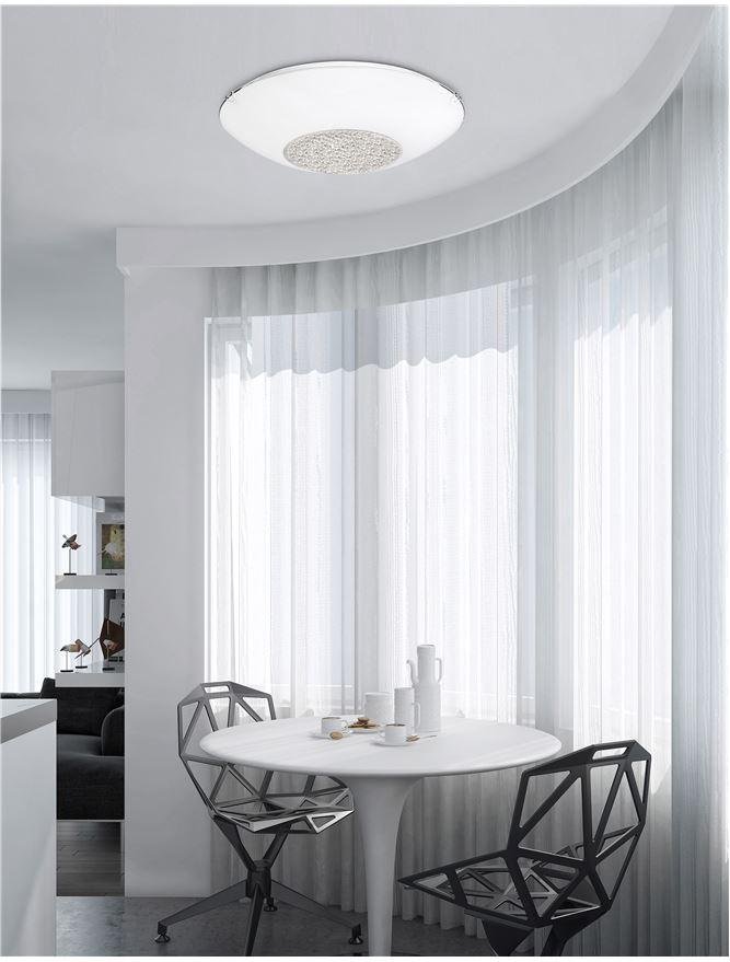NV 6311802 Stropní svítidlo ERA bílé sklo a křišťál chromovaný kov E27 2x12W - NOVA LUCE