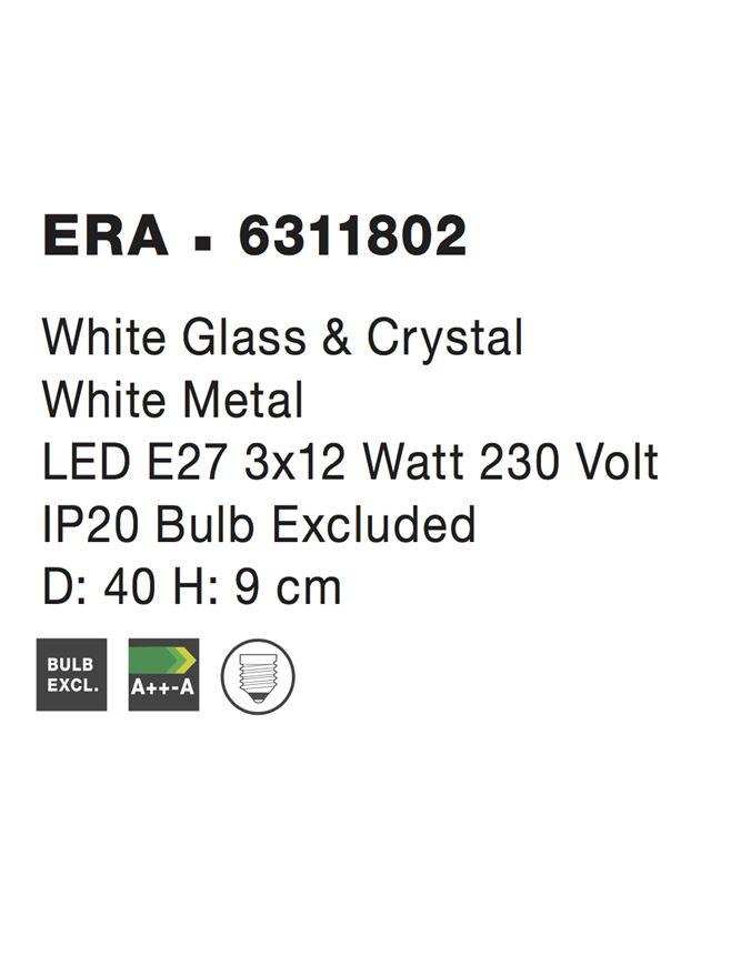 NV 6311802 Stropní svítidlo ERA bílé sklo a křišťál chromovaný kov E27 2x12W - NOVA LUCE (obrázek 4)