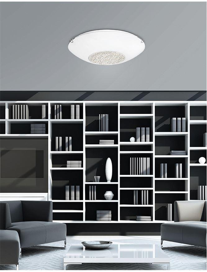 NV 6311803 Stropní svítidlo ERA bílé sklo a křišťál chromovaný kov E27 3x12W - NOVA LUCE