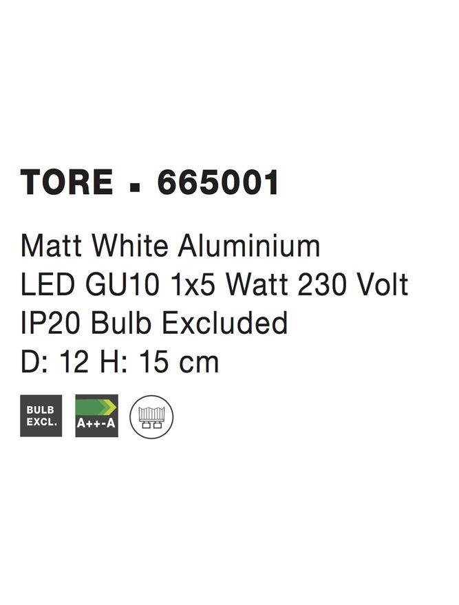 NV 665001 Bodové svítidlo TORE matný bílý hliník GU10 1x10W 230V IP20 bez žárovky - NOVA LUCE (obrázek 4)