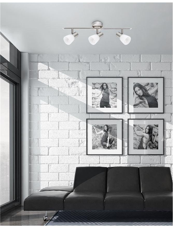 NV 667003 Bodové svítidlo PUBLICO opálové sklo nikl satén kov E14 3x5W IP20 bez žárovky - NOVA LUCE