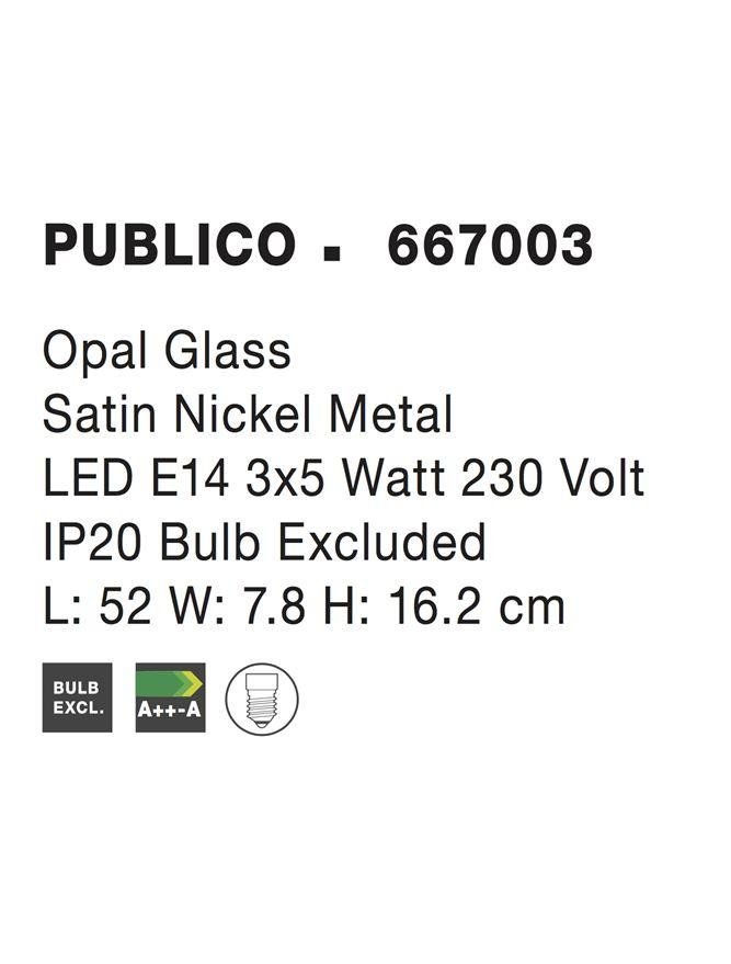 NV 667003 Bodové svítidlo PUBLICO opálové sklo nikl satén kov E14 3x5W IP20 bez žárovky - NOVA LUCE (obrázek 4)