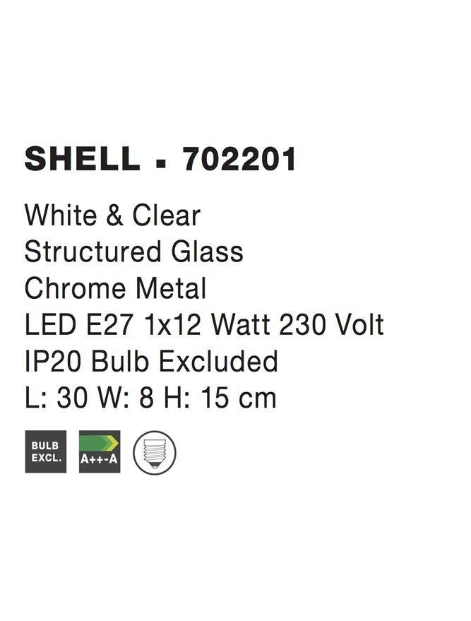 NV 702201 Nástěnné svítidlo SHELL bílá a čiré strukturované sklo E27 1x12W - NOVA LUCE (obrázek 3)