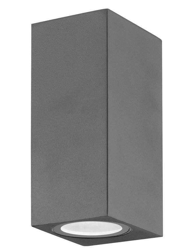 NV 710042 Venkovní nástěnné svítidlo NERO tmavě šedý hliník skleněný difuzor GU10 2x7W 220-240V IP54 bez žárovky světlo nahoru a dolů - NOVA LUCE